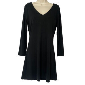 Ralph Lauren Little Black Dress Womens Medium Double V Neck Slinky Knit Short